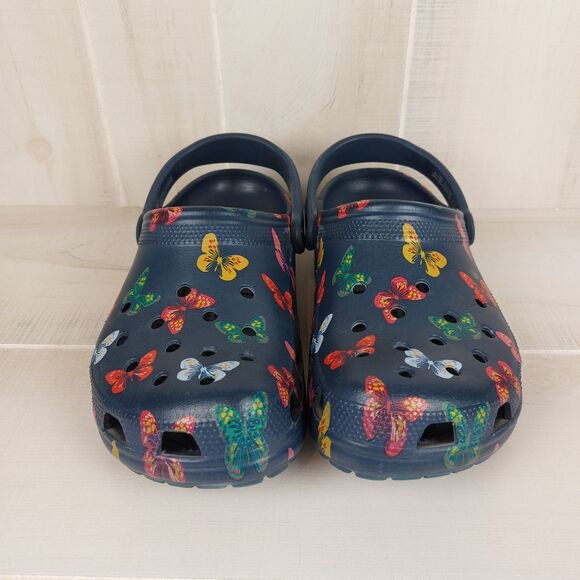 Crocs Classic Vacay Vibes Clog Navy Butterfly Print Womens 10 Men's 12 206375 - Picture 4 of 7